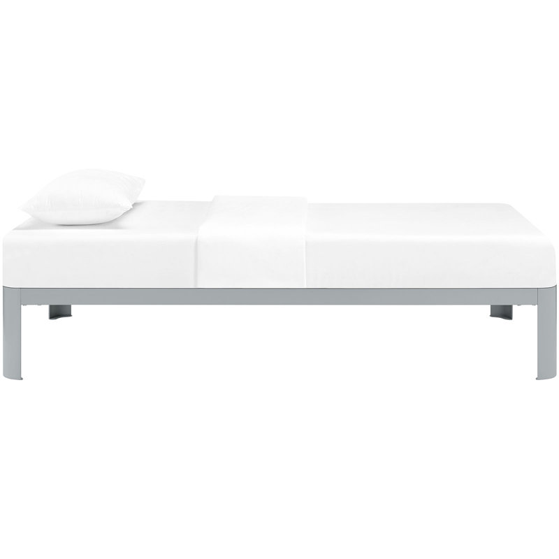 Corinne Twin-Size Sleek Metal Bed Frame with Slatted Support