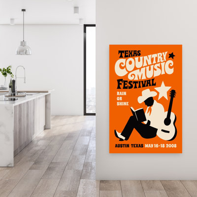 «Retro Texas Country Cowboy Retro Vintage Abstract Landscape Nature», reproduction d'art mural