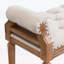 Banc rembourré en bois massif de style Mid-Century avec accoudoirs roulés, repose-pieds capitonné classique pour la chambre et le vestibule, beige-1277687633