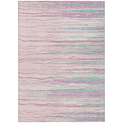 Ayra Pink Washable Indoor-Outdoor Rug - 