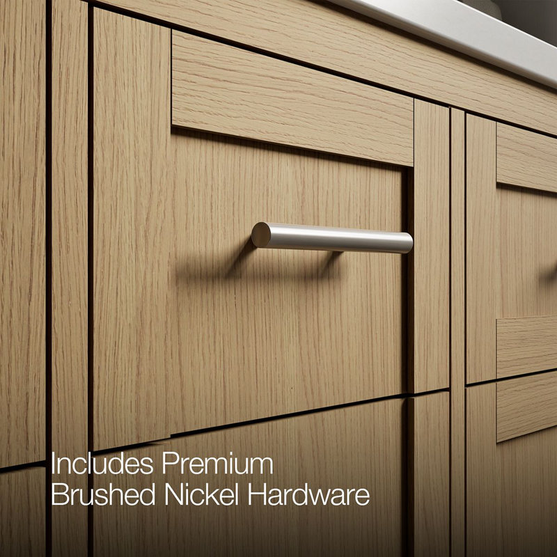 61" Single Bathroom Vanity Set, White, Light Oak