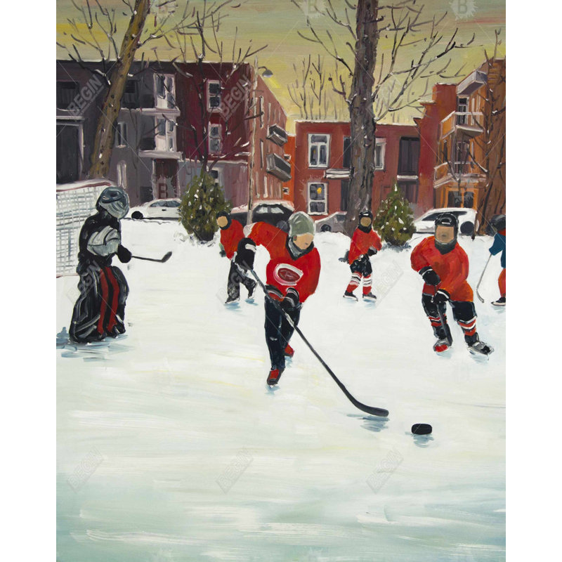 Art sur toile, jeunes joueurs de hockey