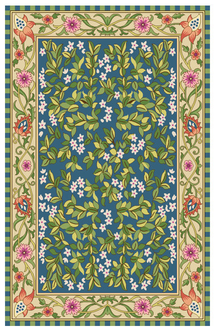 Tapestry Floral Rug, Rectangle 5' x 8'