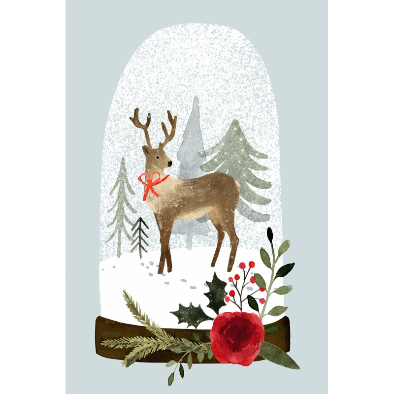 «Snow Globe Village III» par Victoria Barnes - peinture sur toile tendue, H 48 po x l 32 po