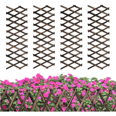 4 Pcs Expandable Garden Trellis, Wooden Lattice Wall Fence Trell...