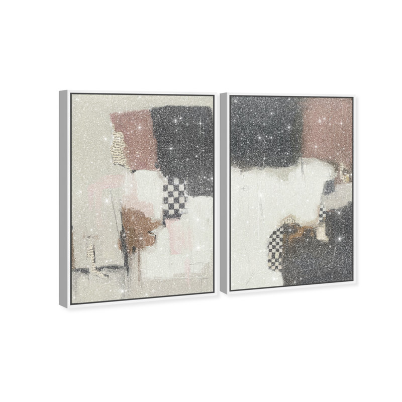 Longing Set Abstract Canvas Print by Oliver Gal, Black Frame, 10 x 15, 37"H x 55"W, White Floater Frame