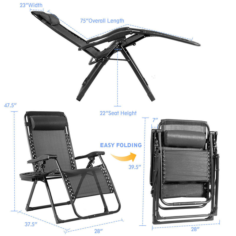 Roper Folding Zero Gravity Chair, Black