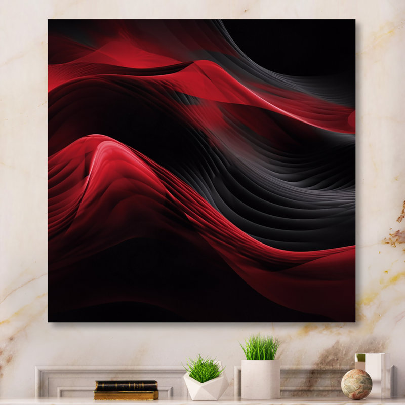 «Red Black Contemplative Abstraction» sur métal, impression, H 23 po x l 23 po x P 1 po