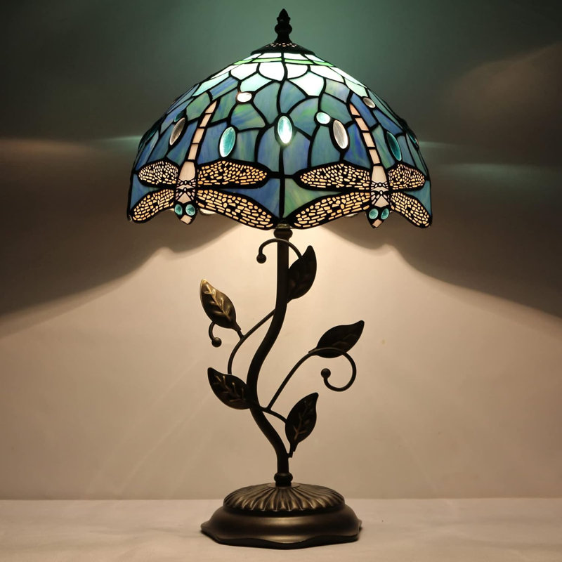 Lampe de table en verre coloré de style libellule Tiffany