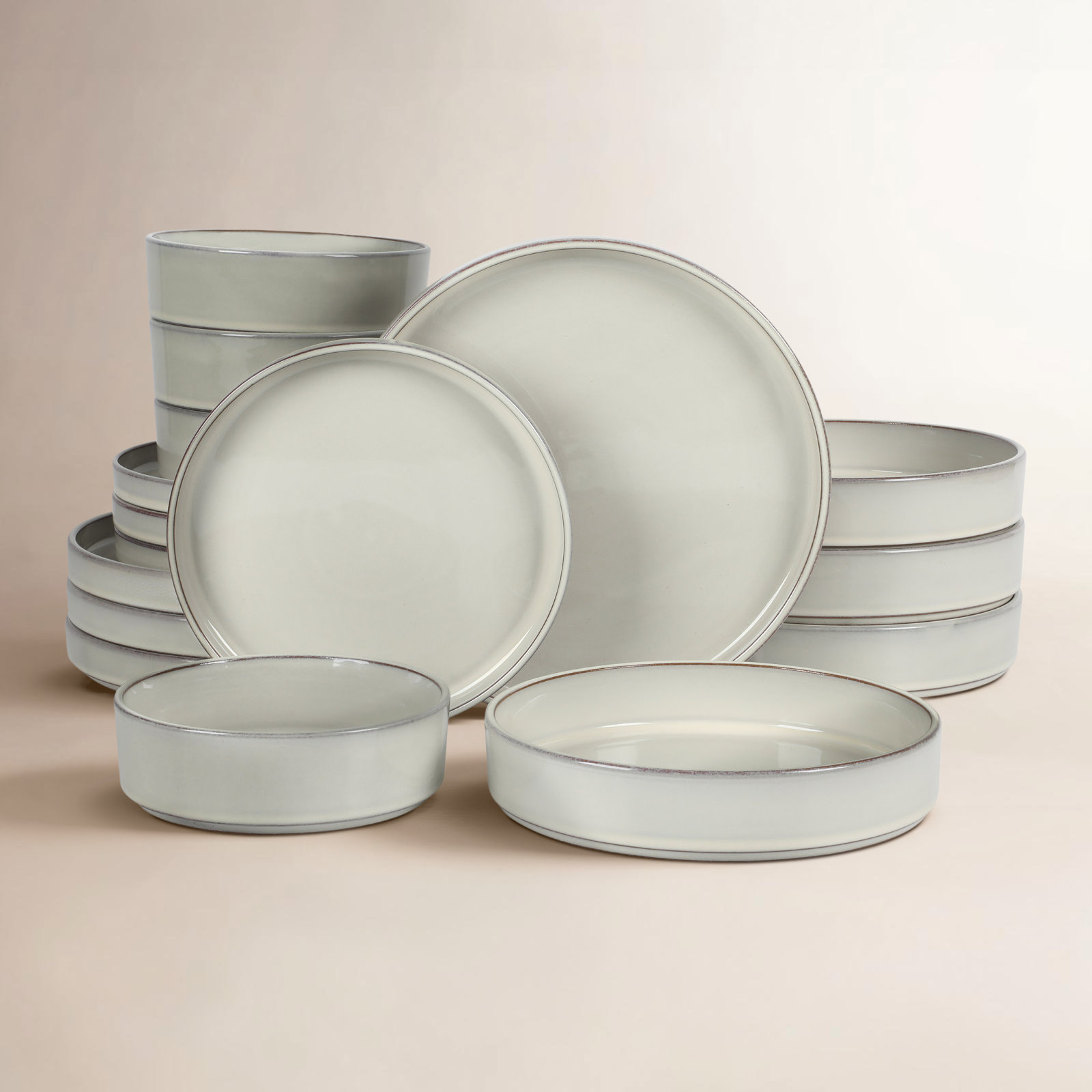 Santorini Dinnerware Set - Service for 4, Moonstone White