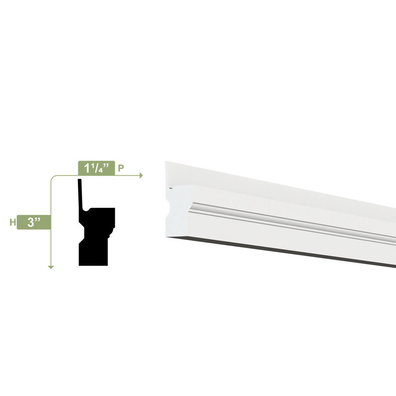 Ekena Millwork 3 in. x 1-1/4 in. x 96 in. Nail Fin Brick Mould, PVC