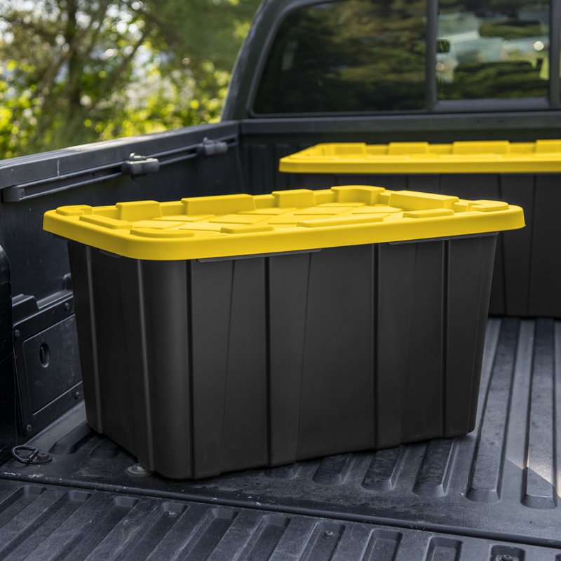 Sterilite 27 Gallon Industrial Stackable Storage Tote Lidded Containers, 18 Pack