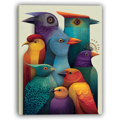 Colourful Bird Medley II - Wrapped Canvas Wall Art