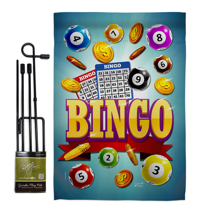 Drapeau de jardin en polyester 18 x 13 po Bingo Win Night