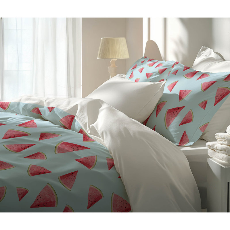 Summer Melon 3- Piece Decorative Lightweight Comforter Set, Twin Comforter + 2 Standard Pillowcases, Cloud Blue