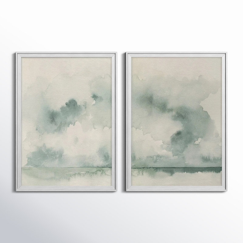 Toile encadrée de qualité supérieure Ocean Impression I - prête à être accrochée, Argent, H 36,5 po x l 53 po x P 1,25 po