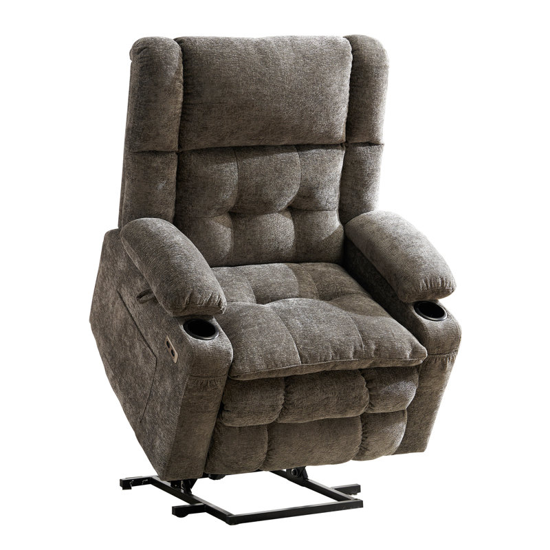 Fauteuil inclinable chauffant et massant à double moteur Grace avec rangement intégré dans les accoudoirs, gris, Gris