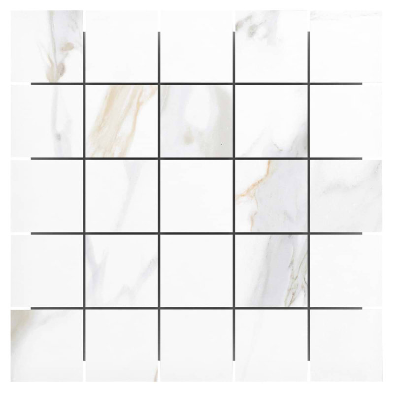 Minera 12x12 Matte Marble Look Mosaic Tile, Aurora Gold