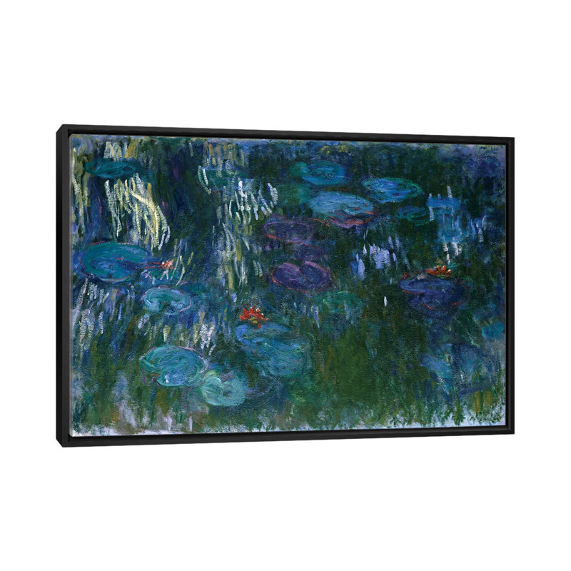 «Water Lilies, 1916-19», reproduction de Claude Monet sur toile tendue, H 18 po x l 26 po x P 1,5 po, Toile avec cadre noir