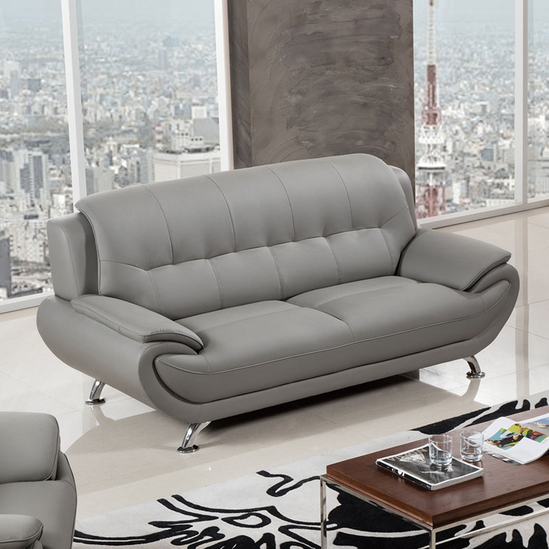 Sonnie 82'' Faux Leather Sofa, Gray Faux Leather