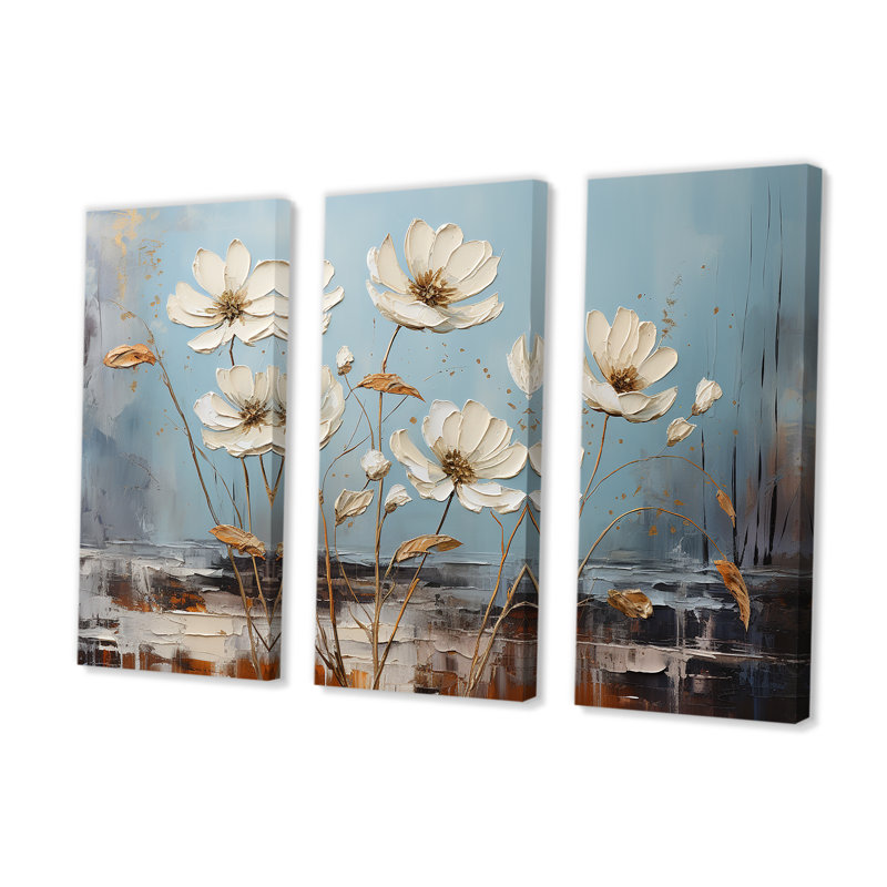 Ensemble de salon avec marguerites blanches, H 40 po x l 60 po x P 1 po