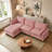 Modular L-Shaped Sectional Sofa with Movable Ottoman and Chenille Fabric