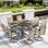 Ensemble de salle à manger 9 pièces pour patio, ensemble de table et chaises d'extérieur pour 8, 8 chaises pivotantes, 1 table carrée en fer avec trou de parasol réglable (1,57 po - 1,97 po), ensemble de mobilier de patio pour terrasse, jardin, pelou