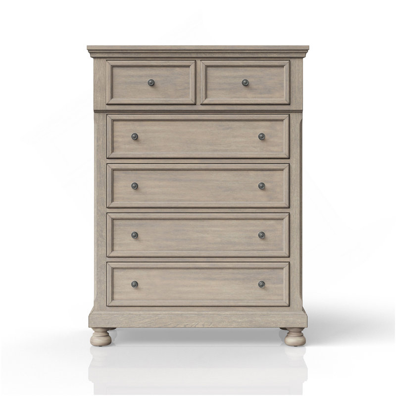 Commode 5 tiroirs gris antique