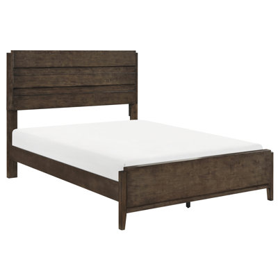 King Size Dark Walnut Panel Bed Of Solid Rubberwood, Featuring Headboard, And Rails For Bedroom Comfort Rubberwood Plywood, Including A Serene
