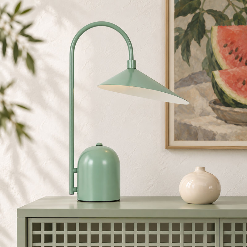 1-Light Dimmable Green Table Lamp