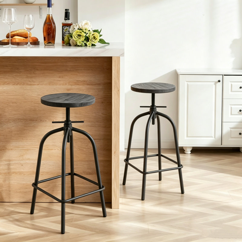 Izavier Swivel Adjustable Height Counter Stool with Metal Frame
