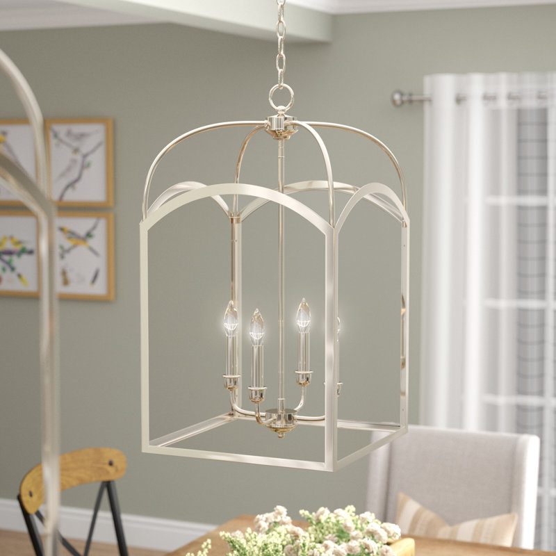 Lustre géométrique à 4 lumières Laventall, H 23 po x l 12 po x P 12 po, Nickel poli