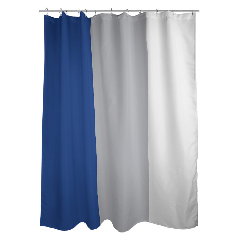 Rideau de douche simple Minnesota, Bleu royal / gris / blanc, Non