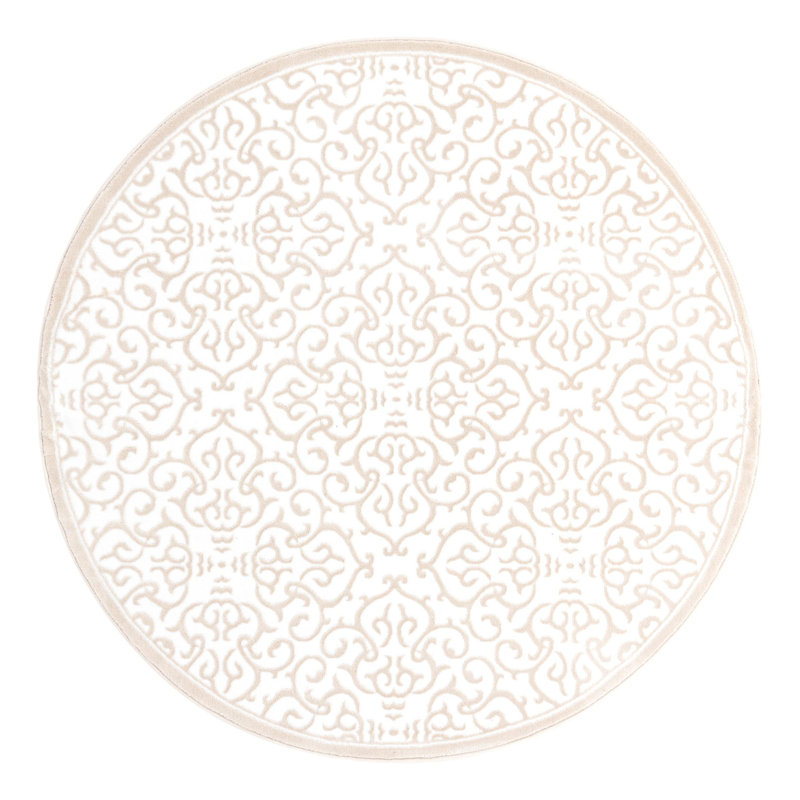 Tapis blanc / beige Anah, Rond 6 pi x