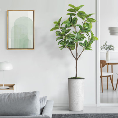 Artificial Tree in Modern Geometric Pattern Planter Fake Rubber Silk Tree (Plant Pot Plus Tree)