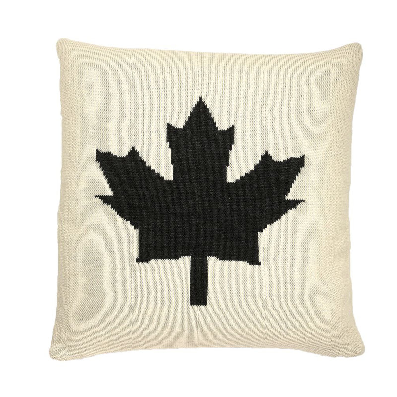 O Canada Throw Pillow, 26" x 26", Dark Gray/Cream, Polyester/Polyfill