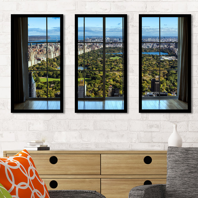 «New York Central Park I Window», ensemble de 3 reproductions de photos sur acrylique, H 25,5 po x l 40,5 po x P 1 po