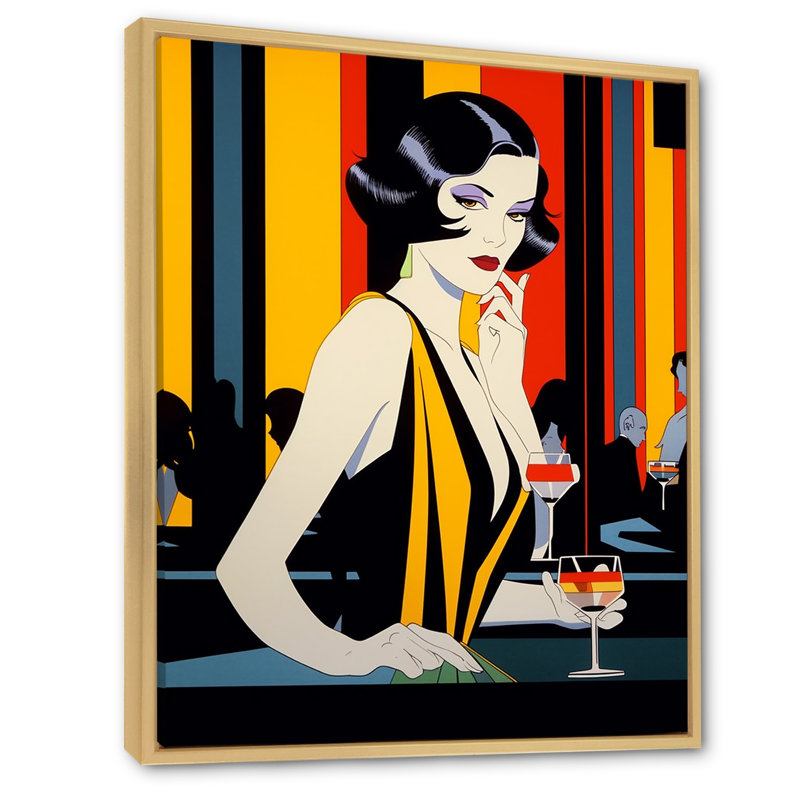 Pop Art Night Life Diva, H 32 po x l 24 po x P 1 po, Cadre naturel flottant