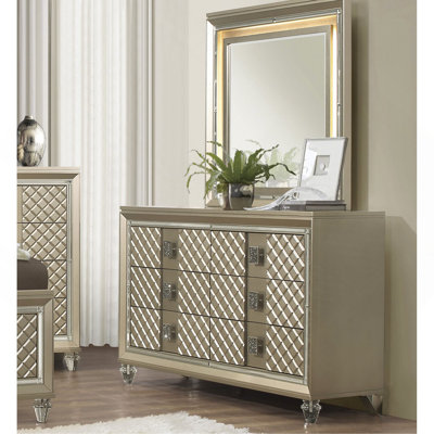 Glamour 1 pièce commode de 6 tiroirs en acrylique de luxe chambre à coucher garniture de miroir biseauté