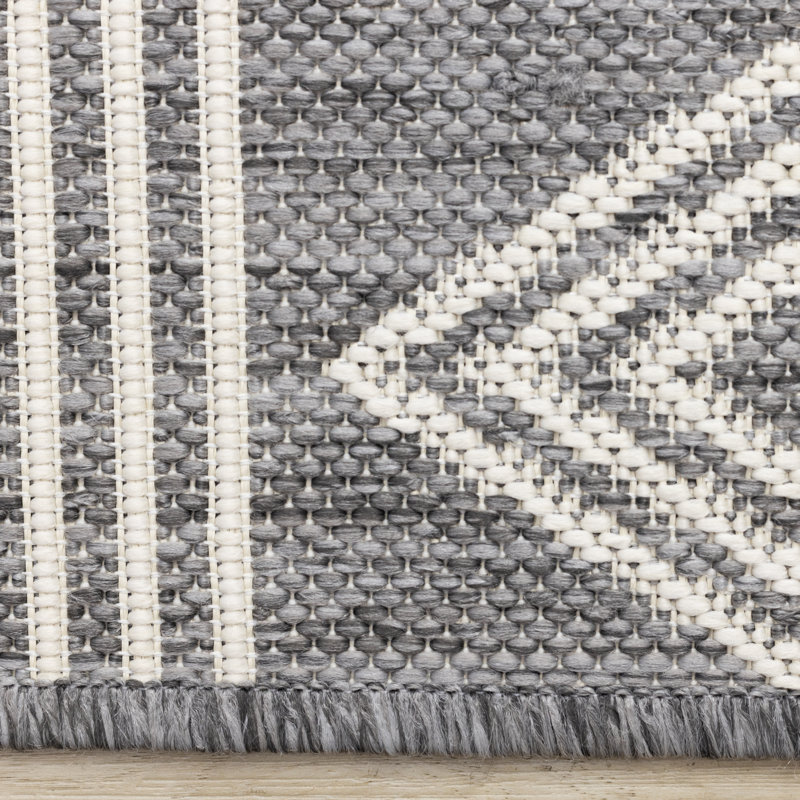 Rahman Collection Grey White Indoor/Outdoor Area Rug, Rectangle 7'10" x 10'6"