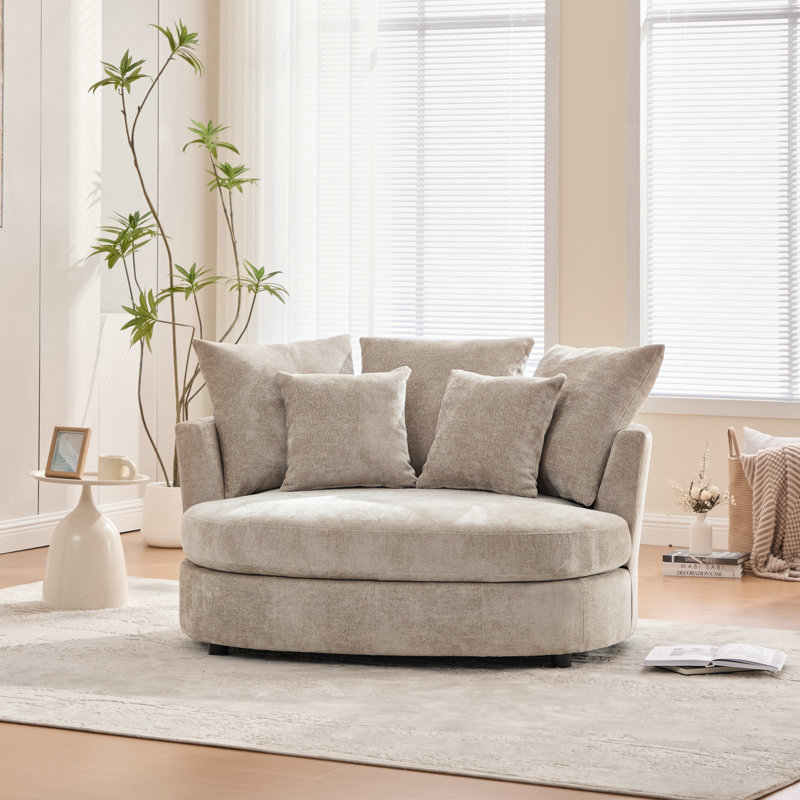 Fauteuil demi-tonneau rembourré en chenille, Blé