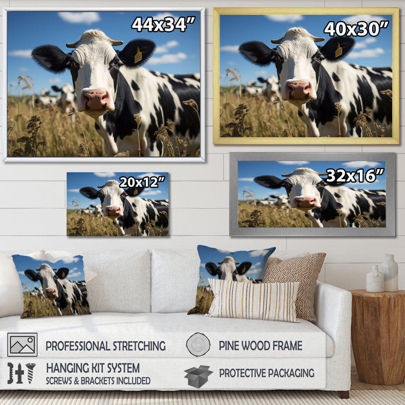 Cow Majestic II - Animals Canvas Prints, Cadre naturel flottant, H 34 po x l 44 po x P 1,5 po