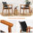 Modern Pu Leather Upholstered Wood Arm Chair With Solid Wood Armrest And Legs, Set Of 4-703003671