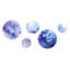 Bleu et mauve apaisant fumée sérénité - ensemble abstrait d'art mural rond de 5
