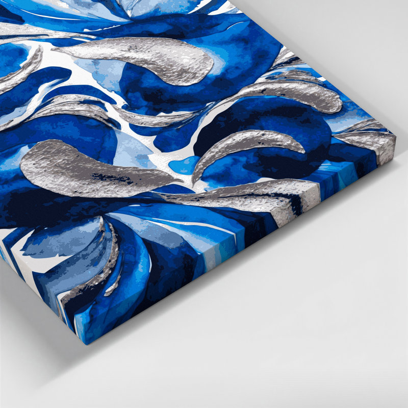 Abstrait aquarelle 13, art mural bleu sur toile, H 16 po x l 16 po