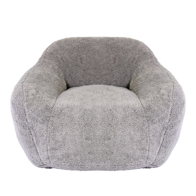 Memory Foam with Armrests, Light Gray Teddy, 26.8" H x 39.4" W x 36.6" D