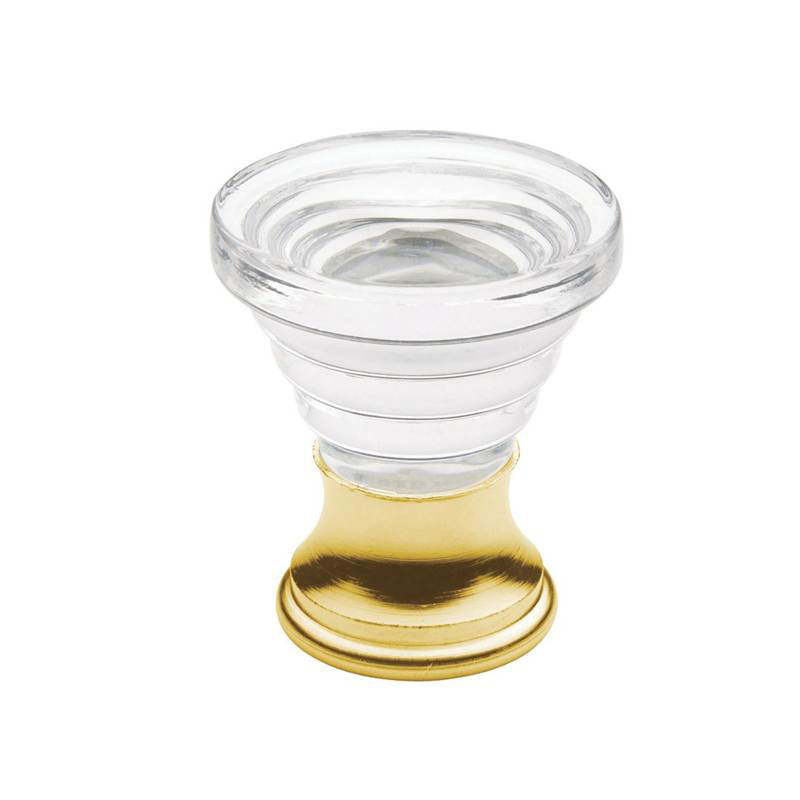 Crystal Conical Knob, Polished Brass