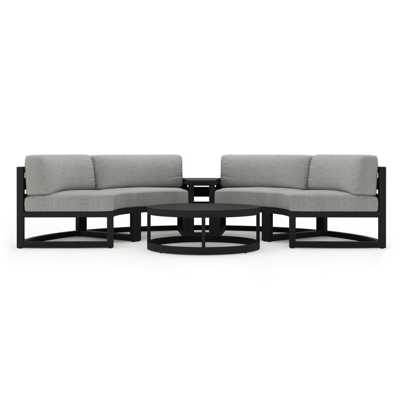 Bergeron 4 - Person Patio Conversation Set with Cushions, Cast Silver Sunbrella®, Black