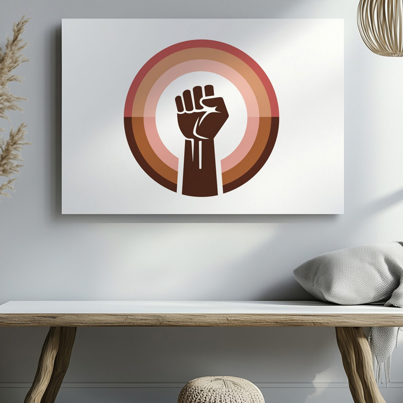 Reproduction d'art sur toile, "Un emblème circulaire avec poing levé stylisé", H 30 po x l 40 po