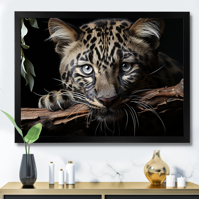 Léopards, élégance gracieuse sur toile, H 12 po x l 20 po x P 1 po, Cadre simple noir